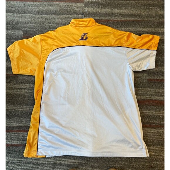 VTG Nike Team Los Angeles Lakers Shooting Warm Up Button Up Men's 4XL Gold White - Picture 2 of 4